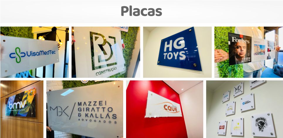 Placas de Vidro e Acrílico