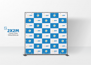 Backdrop Personalizado 2x2m - Estrutura e Lona Metal Largura: 2 Metros  x Altura: 2 Metros Impressão Digital Personalizada Pintura em Preto Lona com Ilhós + Abracadeiras 