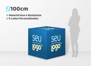 Cubo em PVC Personalizado 1 Metro PVC Expandido 5mm 6 Faces de 100cm Impressão nas 6 Faces Brilho ou Fosco Laminação (Opcional) Estrutura Reforçada