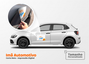Imã Personalizado para Carro - Sob Medida Imã 0,8mm Automotivo Personalizado Impressão Digital Personalizada Brilho ou Fosco Corte Reto 