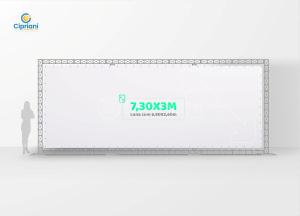 Locação de Backdrop Boxtruss - 7,30 x 3m Treliças Q15 Largura: 730cm  x Altura: 300cm Impressão Digital Personalizada Lona 440g Fosca (***Inclusa) Reforço e Ilhós + Abraçadeiras de Nylon (***Incluso) 