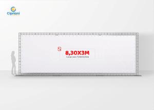 Locação de Backdrop Boxtruss - 8,30 x 3m Treliças Q15 Largura: 830cm  x Altura: 300cm Impressão Digital Personalizada Lona 440g Fosca (***Inclusa) Reforço e Ilhós + Abraçadeiras de Nylon (***Incluso) 