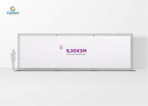 Locação de Backdrop Boxtruss - 9,30 x 3m Treliças Q15 Largura: 930cm  x Altura: 300cm Impressão Digital Personalizada Lona 440g Fosca (***Inclusa) Reforço e Ilhós + Abraçadeiras de Nylon (***Incluso) 