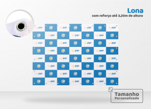 Lona para Backdrop Personalizada sob Medida - Por Metro Lona 440gr Fosca Personalizado Colorido CMYK Impressão Digital Reforço e Ilhóses (1 á cada 30cm Aprox.) 