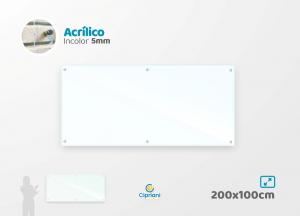 Lousa de Acrílico Personalizada 200x100cm Acrílico 5mm Transparente Largura: 200cm  x Altura: 100cm Impressão Digital Personalizada Adesivo ou Acrílico Afastadores (Opcional) 