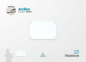 Lousa de Acrílico Personalizada 70x50cm Acrílico 5mm Transparente Largura: 70cm  x Altura: 50cm Impressão Digital Personalizada Adesivo ou Acrílico Afastadores (Opcional) 