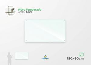 Lousa de Vidro Personalizada 150x90cm Vidro 6mm Incolor Largura: 150cm  x Altura: 90cm Impressão Digital Personalizada Adesivo ou Acrílico Afastadores (Opcional) 