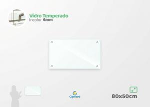 Lousa de Vidro Personalizada 80x50cm Vidro 6mm Incolor Largura: 80cm  x Altura: 50cm Impressão Digital Personalizada Adesivo ou Acrílico Afastadores (Opcional) 