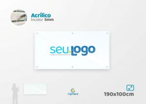 Placa de Acrílico Personalizada 190x100cm Acrílico 5mm Transparente Largura: 190cm  x Altura: 100cm Impressão Digital Personalizada Adesivo ou Acrílico Afastadores (Opcional) 