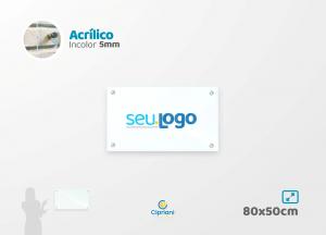 Placa de Acrílico Personalizada 80x50cm Acrílico 5mm Transparente Largura: 80cm  x Altura: 50cm Impressão Digital Personalizada Adesivo ou Acrílico Afastadores (Opcional) 