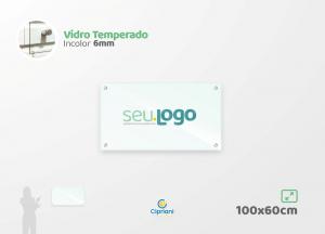 Placa de Vidro Personalizada 100x60cm Vidro 6mm Incolor Largura: 100cm  x Altura: 60cm Impressão Digital Personalizada Adesivo ou Acrílico Afastadores (Opcional) 