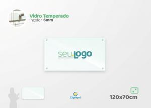 Placa de Vidro Personalizada 120x70cm Vidro 6mm Incolor Largura: 120cm  x Altura: 70cm Impressão Digital Personalizada Adesivo ou Acrílico Afastadores (Opcional) 