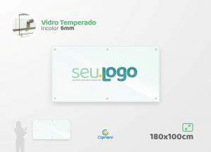 Placa de Vidro Personalizada 180x100cm Vidro 6mm Incolor Largura: 180cm  x Altura: 100cm Impressão Digital Personalizada Adesivo ou Acrílico Afastadores (Opcional) 