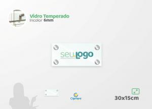 Placa de Vidro Personalizada 30x15cm Vidro 6mm Incolor Largura: 30cm x Altura: 15cm Impressão Digital Personalizada Adesivo ou Acrílico Afastadores (Opcional) 