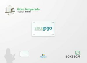 Placa de Vidro Personalizada 50x35cm Vidro 6mm Incolor Largura: 50cm  x Altura: 35cm Impressão Digital Personalizada Adesivo ou Acrílico Afastadores (Opcional) 