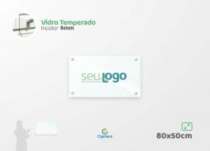 Placa de Vidro Personalizada 80x50cm Vidro 6mm Incolor Largura: 80cm  x Altura: 50cm Impressão Digital Personalizada Adesivo ou Acrílico Afastadores (Opcional) 