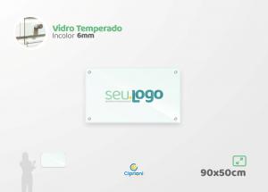 Placa de Vidro Personalizada 90x50cm Vidro 6mm Incolor Largura: 90cm  x Altura: 50cm Impressão Digital Personalizada Adesivo ou Acrílico Afastadores (Opcional) 